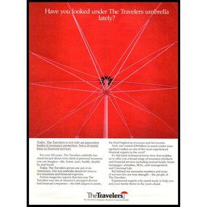 1986 The Travelers Insurance Company Vintage Print Ad Under Red Umbrella Photo